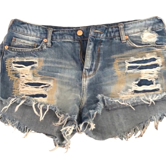 Merona  size 12 distressed blue Jean shorts, with stretch NWOT - Picture 1 of 8
